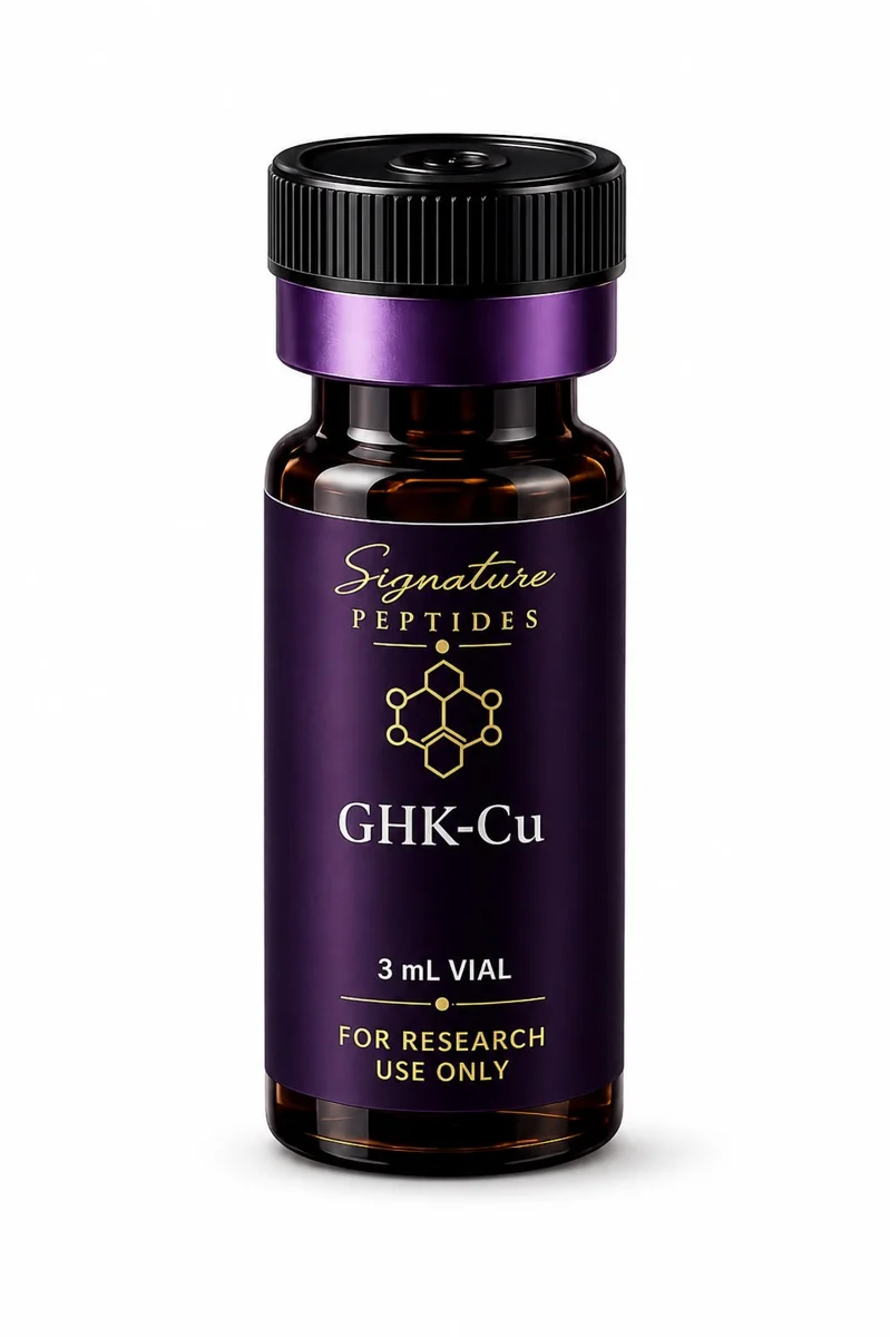 GHK-CU research peptide vial with box